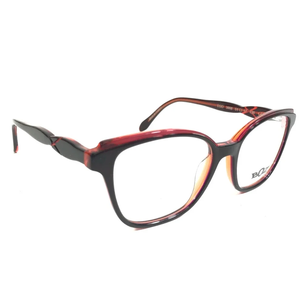 BOZ Eyeglasses Frames EGO 3868 Shiny Brown Red Cat Eye Full Rim 51-17-138